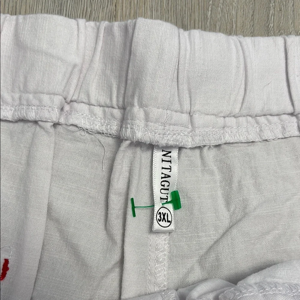 🔥BUNDLESALE Mens 3XL White Flat Front Shorts with Elastic Waistband linen blend
